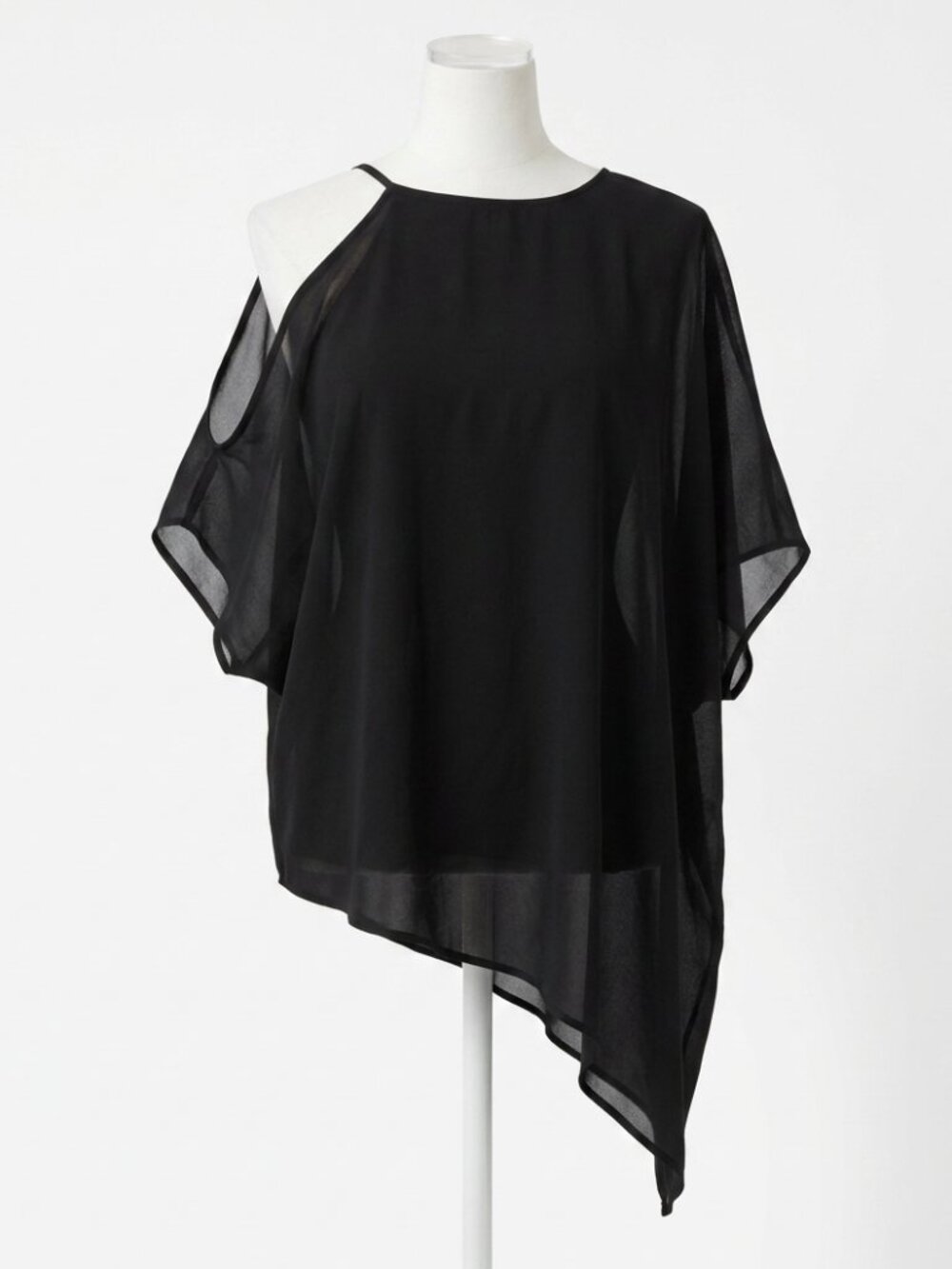 TWIK - Black Asymmetrical one-shoulder cutout Drape Top - Medium